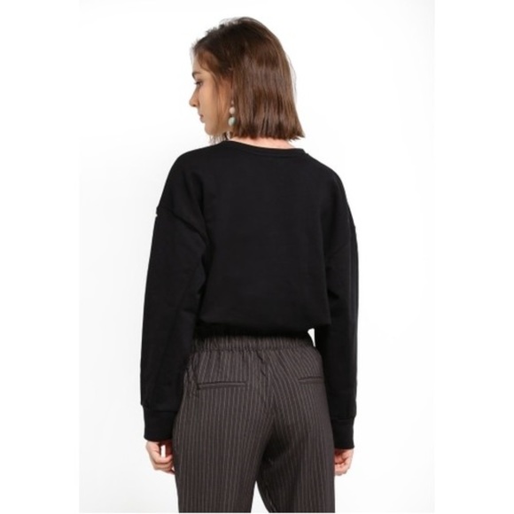 Mango Casual Black Message Sweatshirt w/Pearls XS - Picture 4 of 8